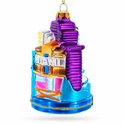 Landmarks of Miami, Florida Glass Christmas Ornament