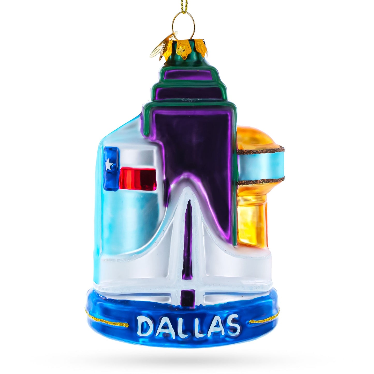 Landmarks of Dallas, Texas Glass Christmas Ornament