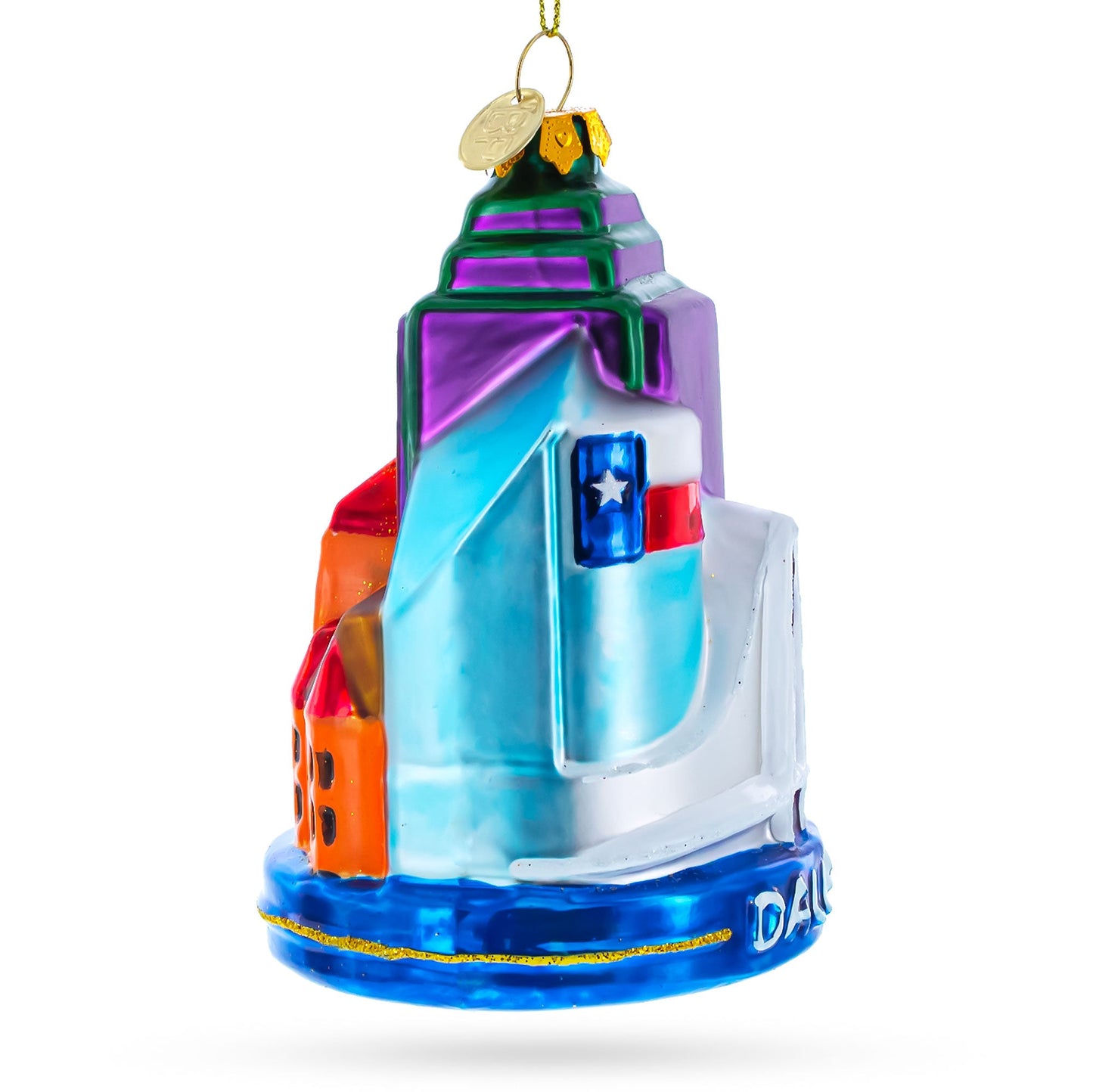 Landmarks of Dallas, Texas Glass Christmas Ornament