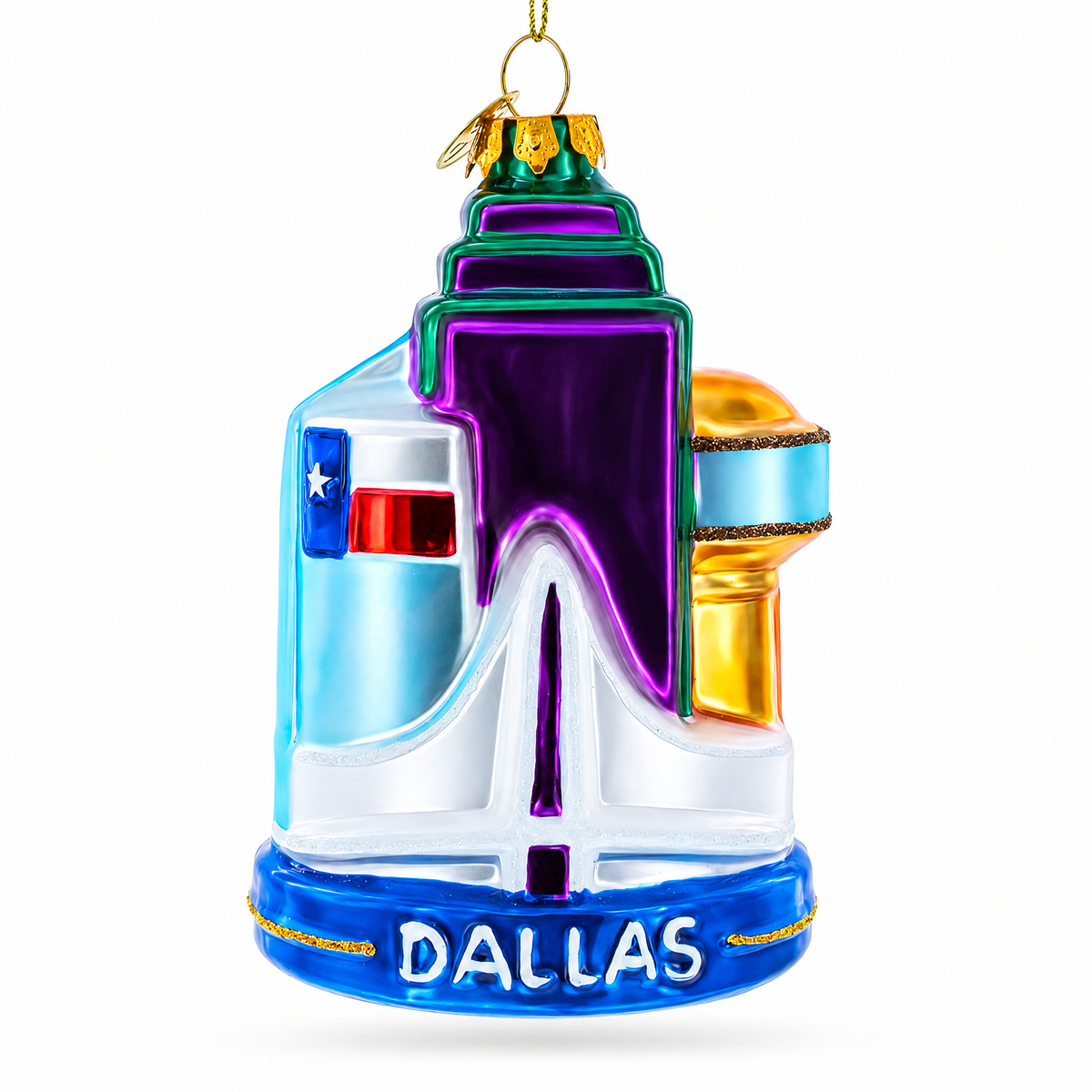 Landmarks of Dallas, Texas Glass Christmas Ornament