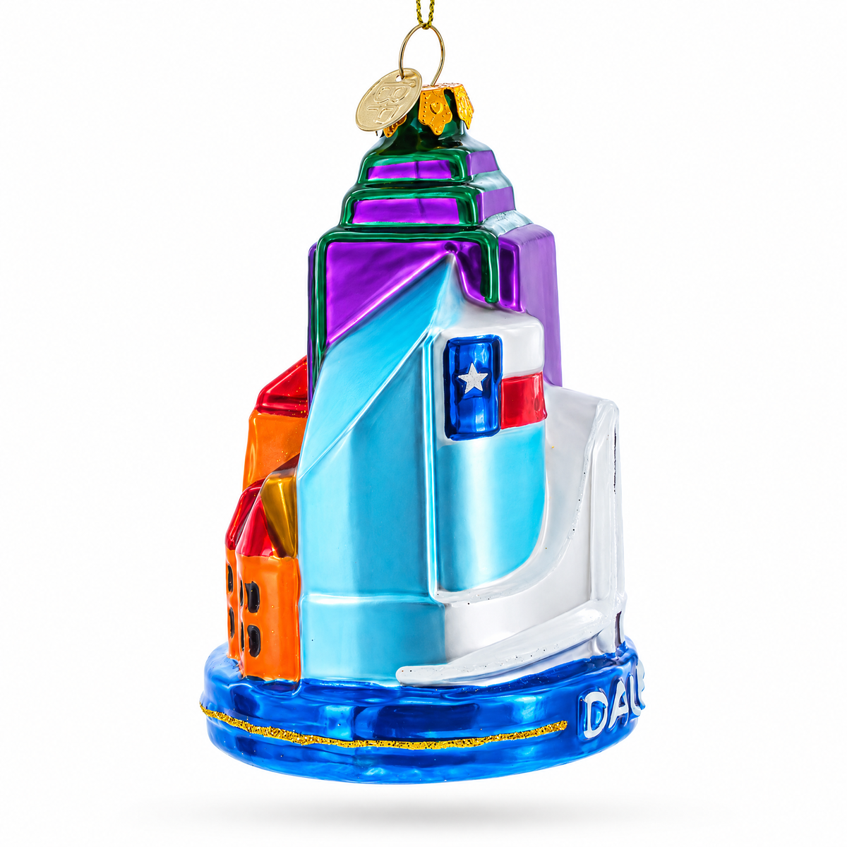 Landmarks of Dallas, Texas Glass Christmas Ornament