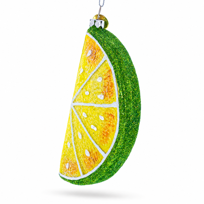 Slice of Lime Glass Christmas Ornament