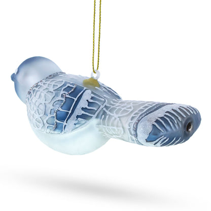 Gray Bird Glass Christmas Ornament