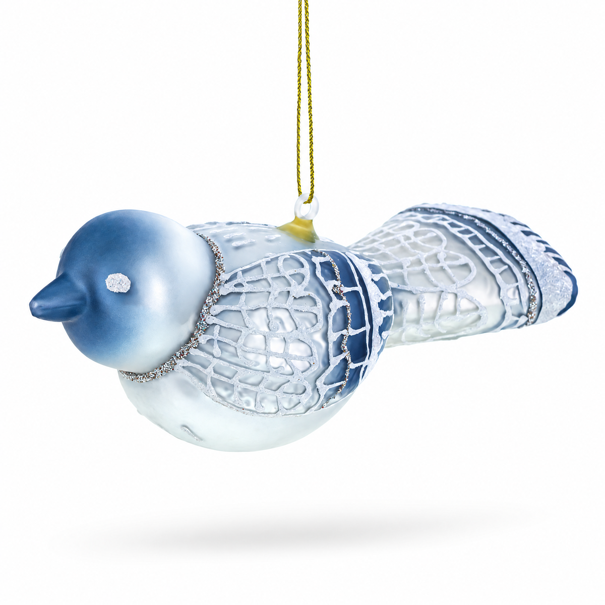 Gray Bird Glass Christmas Ornament