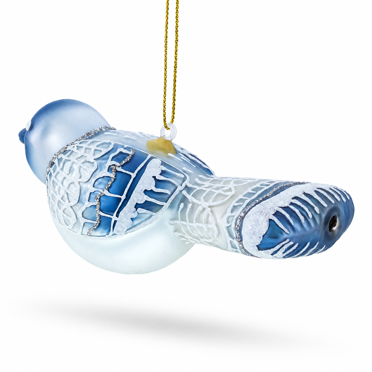 Gray Bird Glass Christmas Ornament