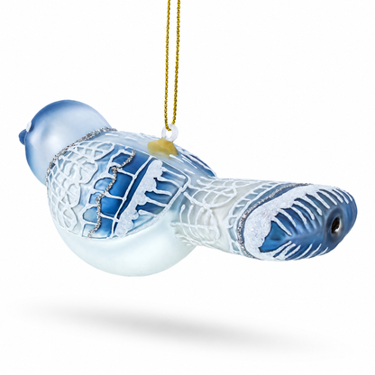 Gray Bird Glass Christmas Ornament