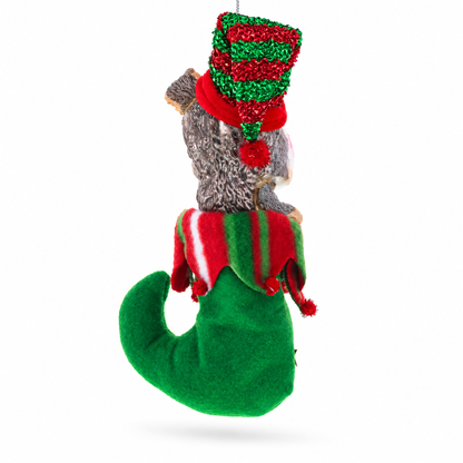 Puppy in Stocking Glass Christmas Ornament