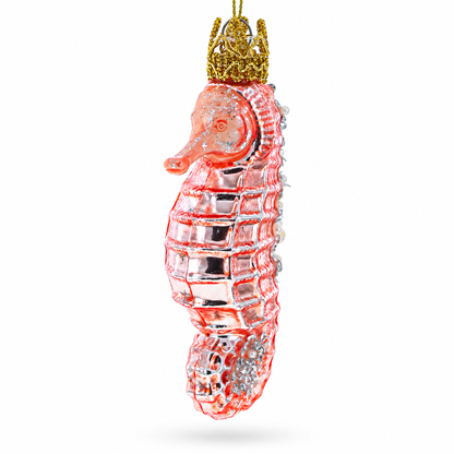 Pink Seahorse Glass Christmas Ornament