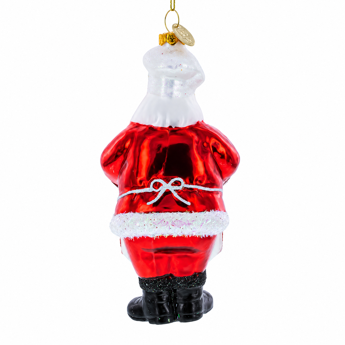 Santa Baking Gingerbread Cookies Glass Christmas Ornament