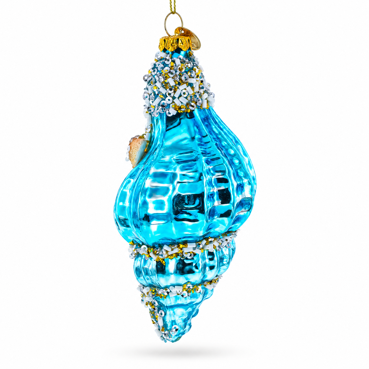 Octopus in Seashell Glass Christmas Ornament