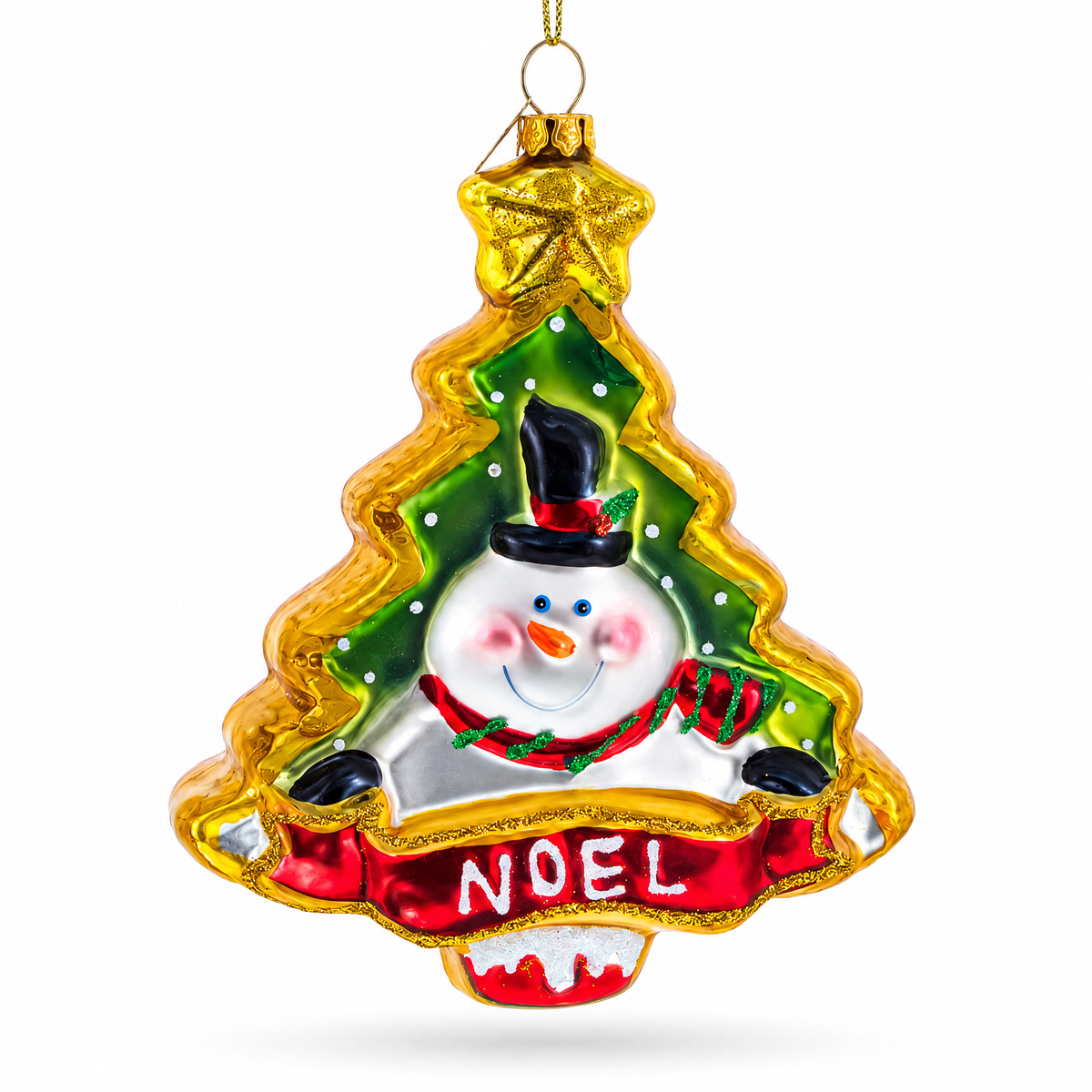 Snowman NOEL Christmas Tree Glass Ornament