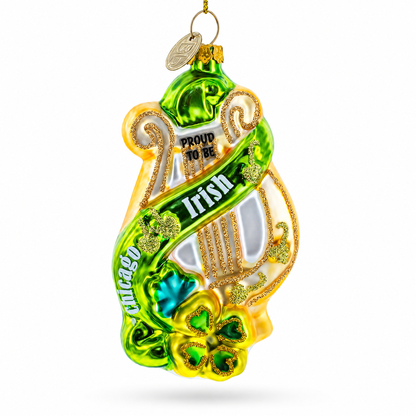 Irish Harp Glass Christmas Ornament