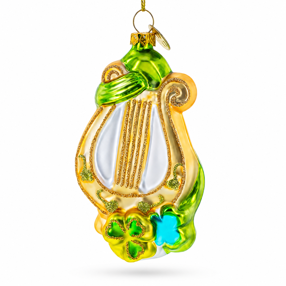 Irish Harp Glass Christmas Ornament