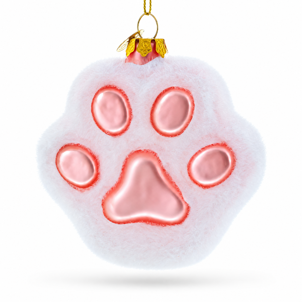 White Paw Glass Christmas Ornament