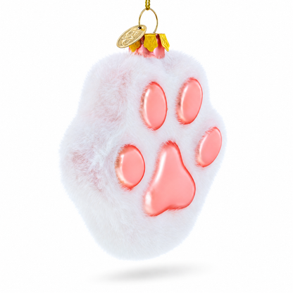 White Paw Glass Christmas Ornament