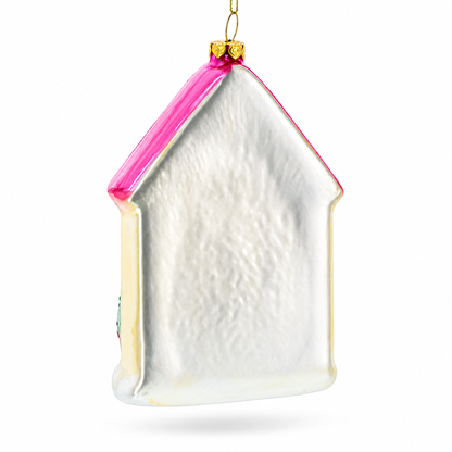 Decorated House Glass Christmas Ornament