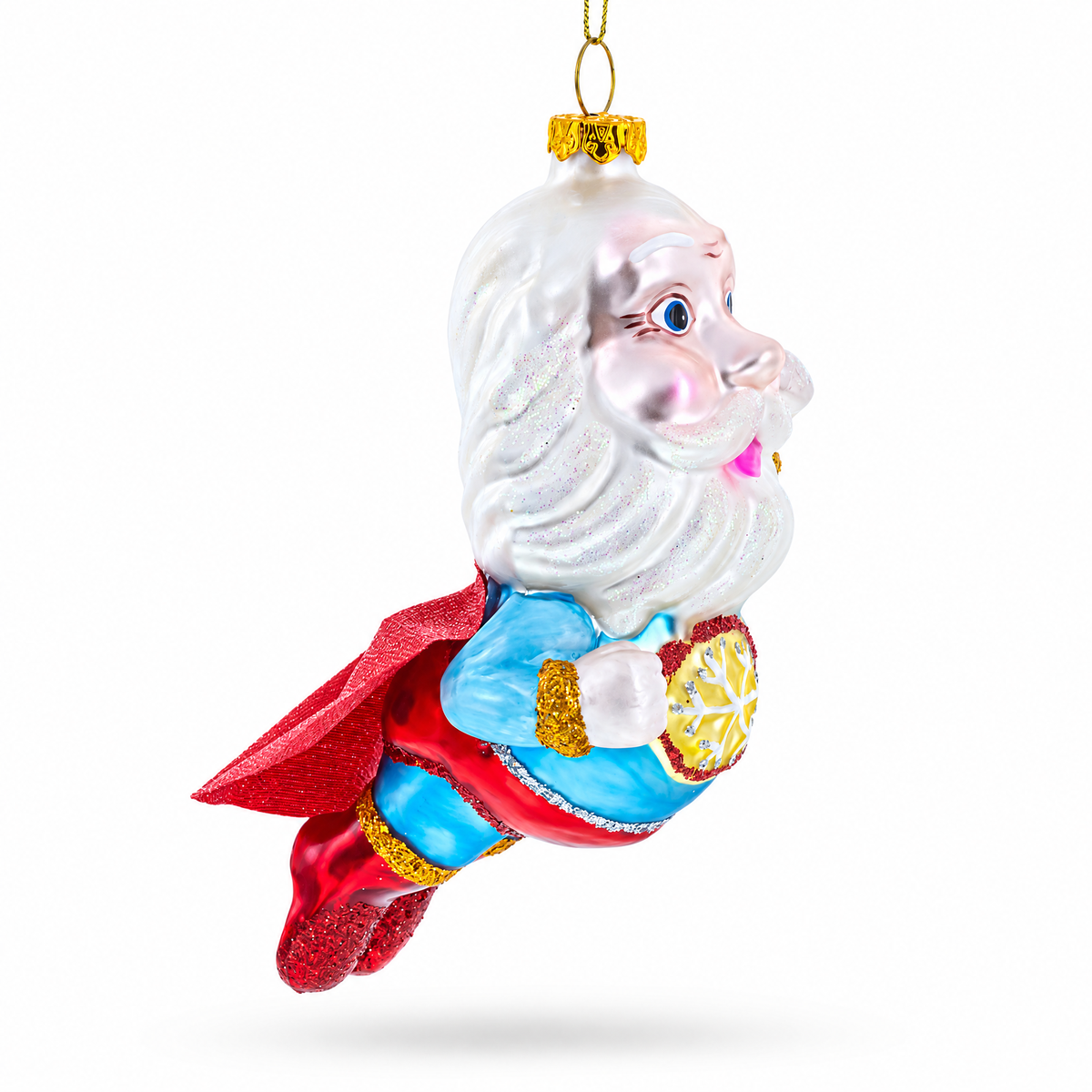 Santa the Super Hero Glass Christmas Ornament
