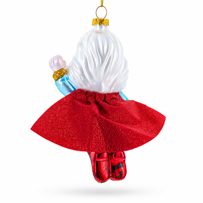 Santa the Super Hero Glass Christmas Ornament
