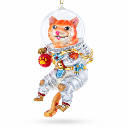 Cat the Astronaut Glass Christmas Ornament