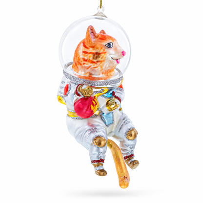 Cat the Astronaut Glass Christmas Ornament
