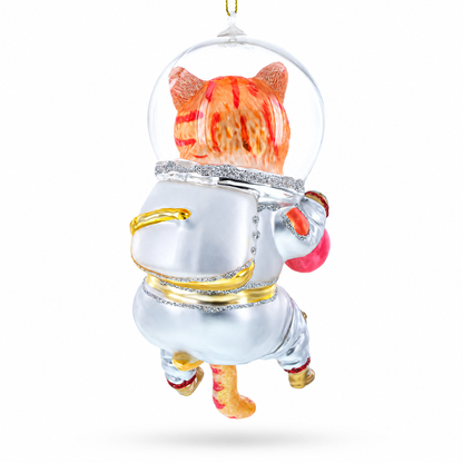 Cat the Astronaut Glass Christmas Ornament