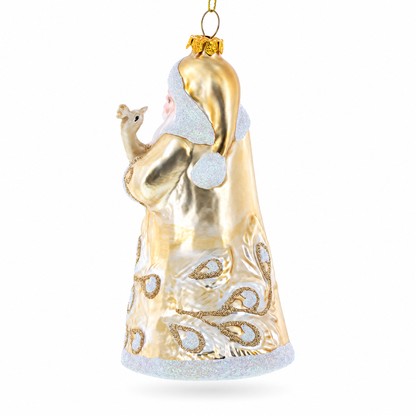 Santa in Golden Coat Glass Christmas Ornament