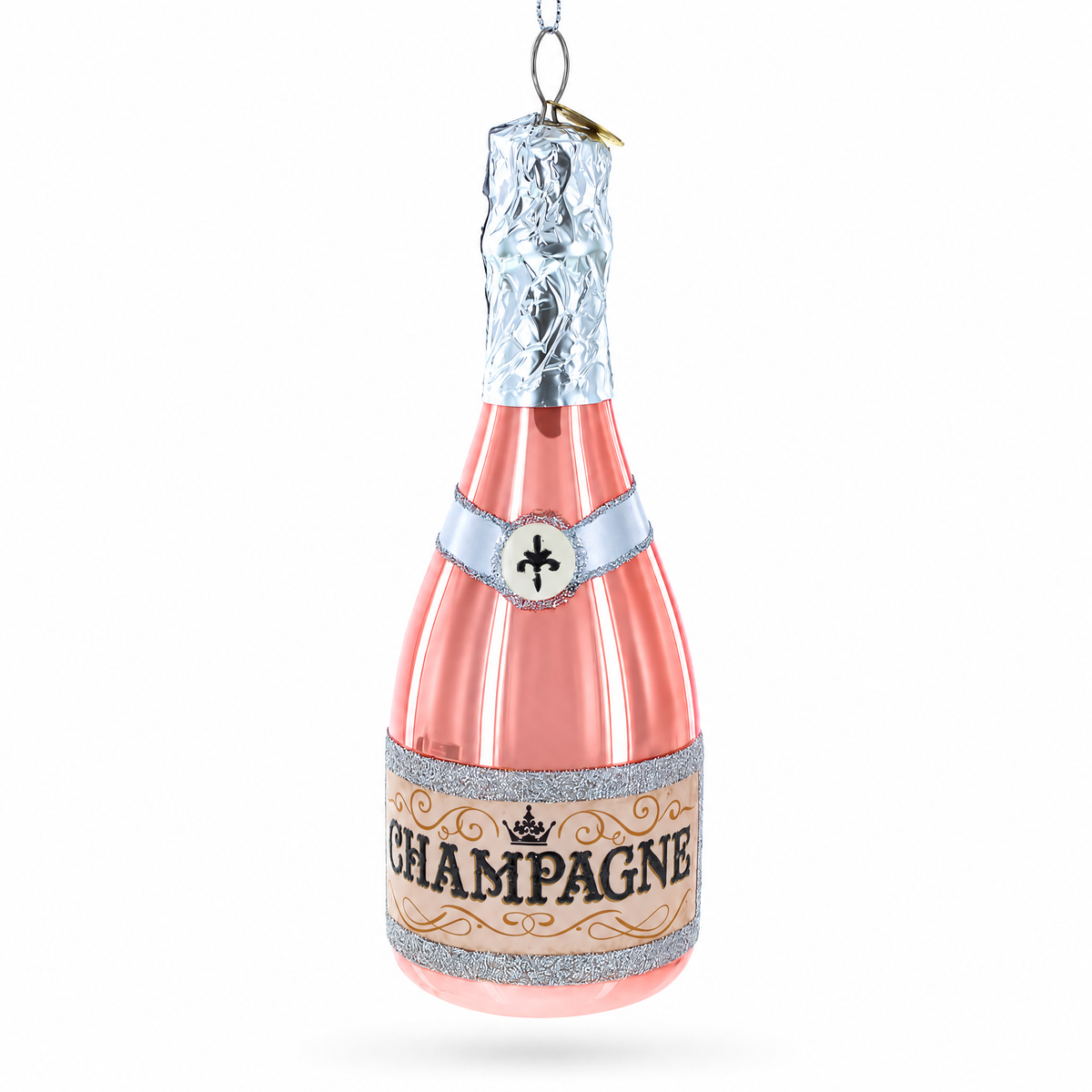 Pink Sparkling Wine Glass Christmas Ornament