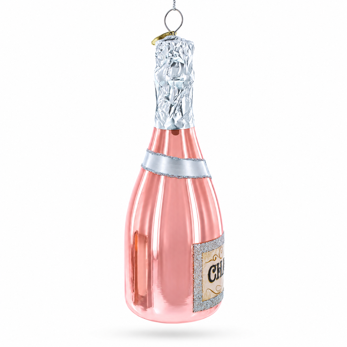 Pink Sparkling Wine Glass Christmas Ornament