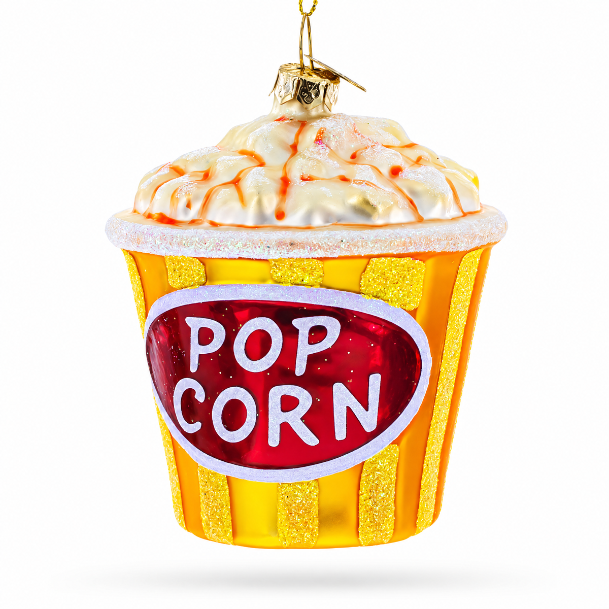 Popcorn Bucket Glass Christmas Ornament