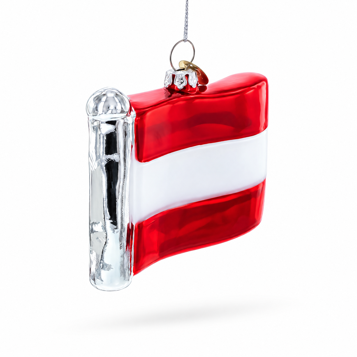 Waving Flag of Austria Glass Christmas Ornament