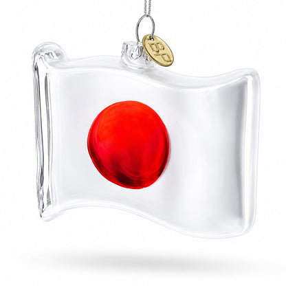 Waving Flag of Japan Glass Christmas Ornament