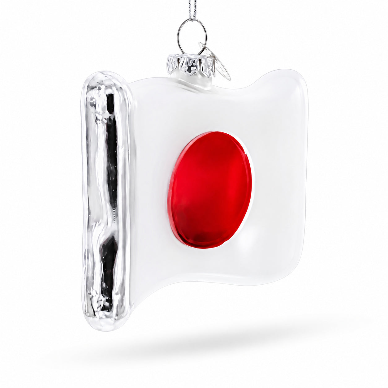 Waving Flag of Japan Glass Christmas Ornament