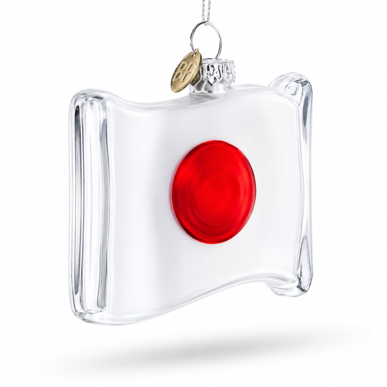Waving Flag of Japan Glass Christmas Ornament