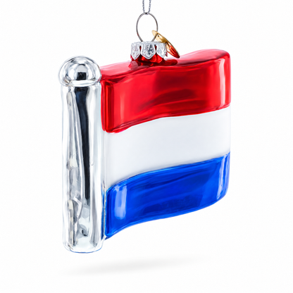 Waving Flag of Netherlands Glass Christmas Ornament