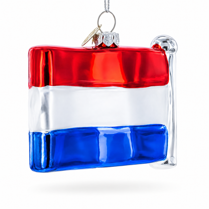 Waving Flag of Netherlands Glass Christmas Ornament