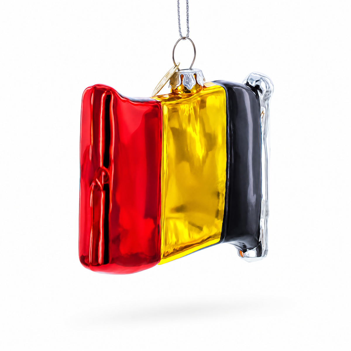Waving Flag of Belgium Glass Christmas Ornament