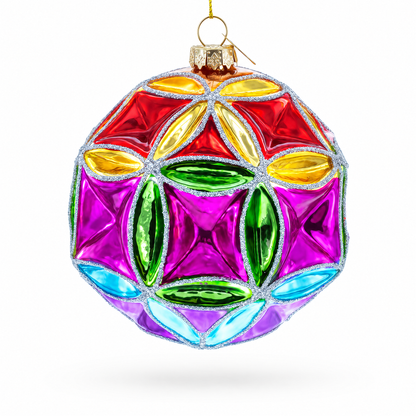 Faceted Design Vibrant Geometric Glass Christmas Ornament