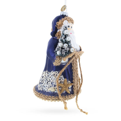 Rustic Coastal Santa with Burlap Accents & Starfish Christmas Ornament