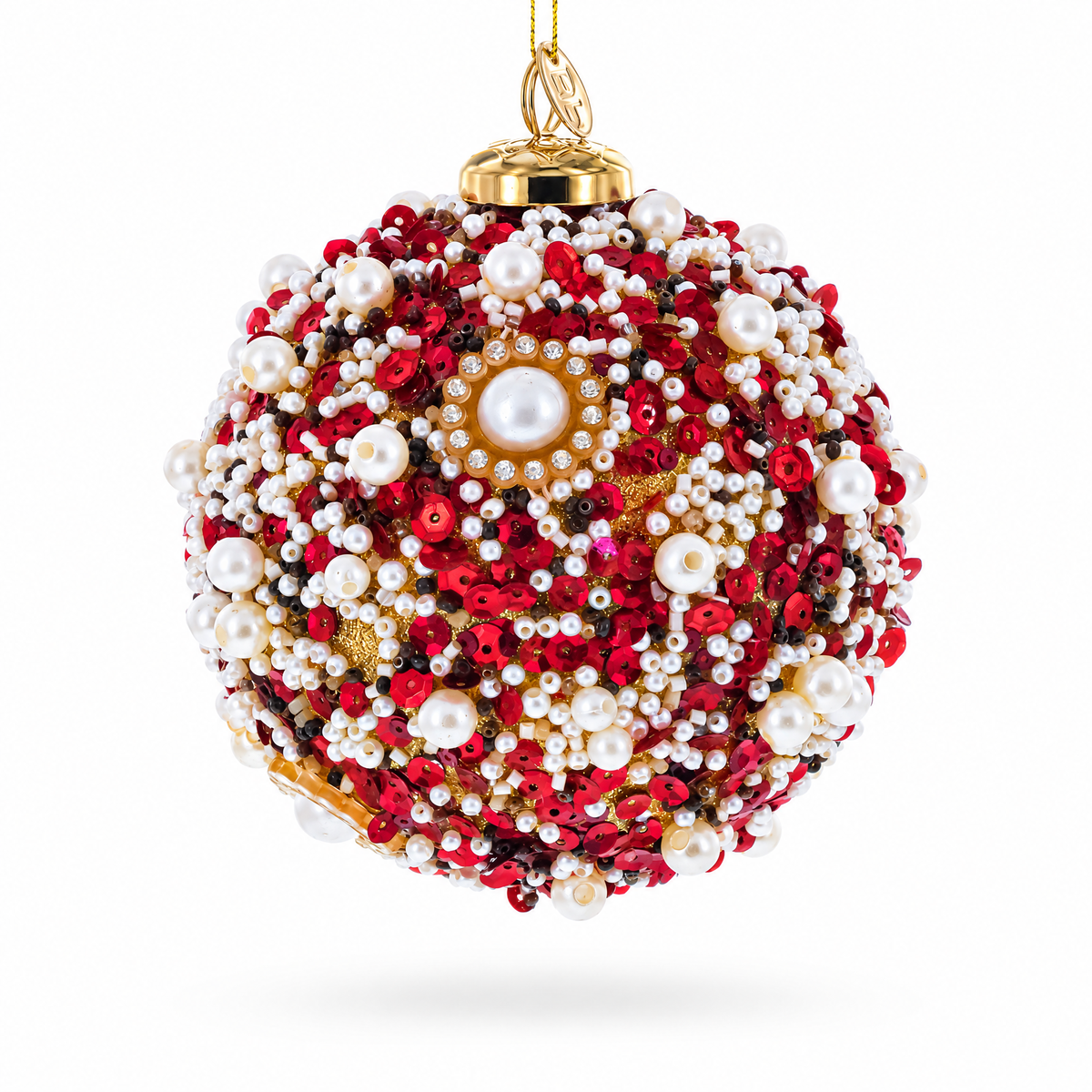Luxury Pearl & Sequin Beaded Glass Christmas Ornament