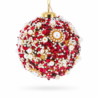 Luxury Pearl & Sequin Beaded Glass Christmas Ornament