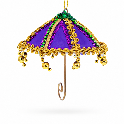 Whimsical Purple Umbrella with Beaded Accents Christmas Ornament
