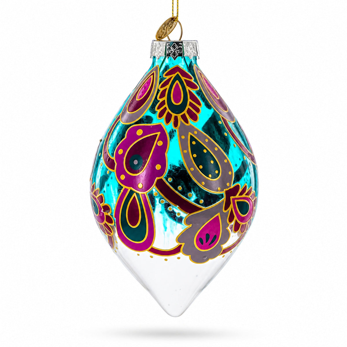 Teardrop Paisley Finial Glass Christmas Ornament