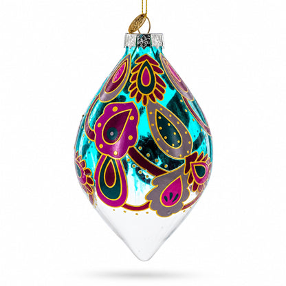 Teardrop Paisley Finial Glass Christmas Ornament
