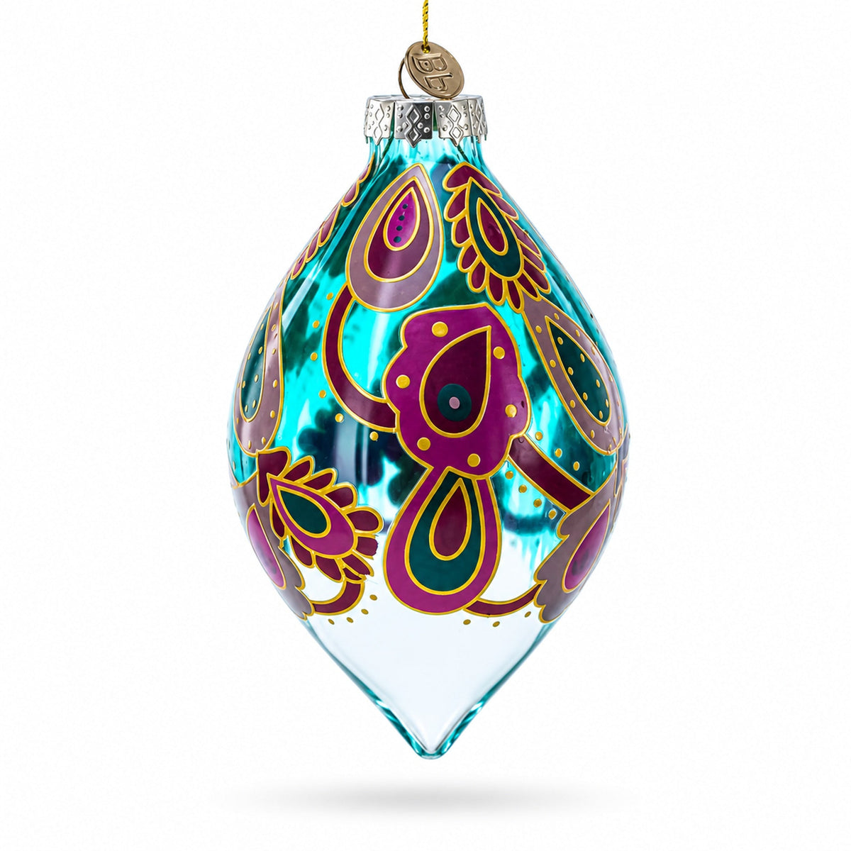 Teardrop Paisley Finial Glass Christmas Ornament