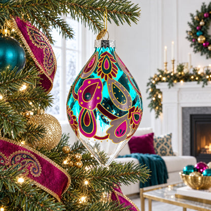 Teardrop Paisley Finial Glass Christmas Ornament