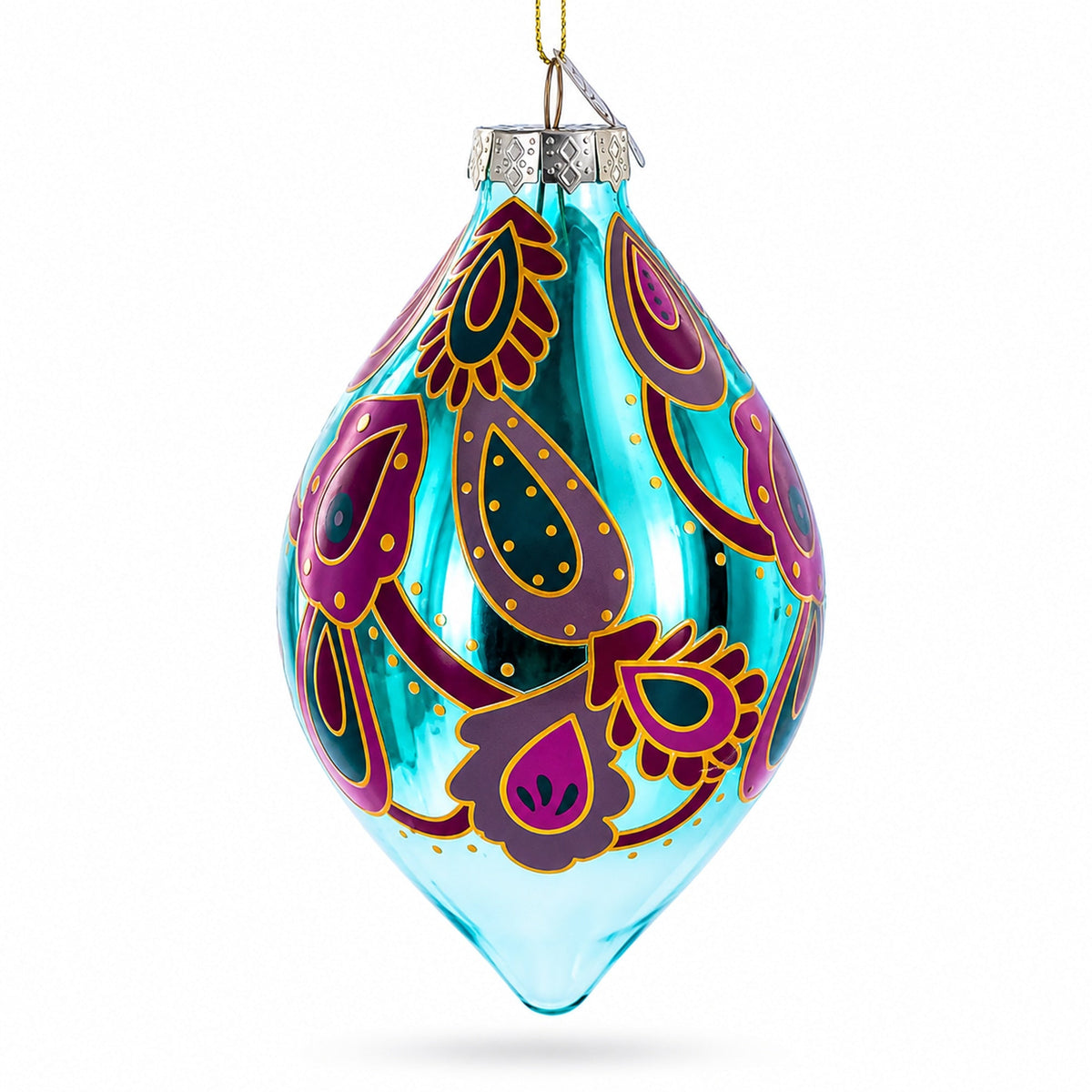 Teardrop Paisley Finial Glass Christmas Ornament