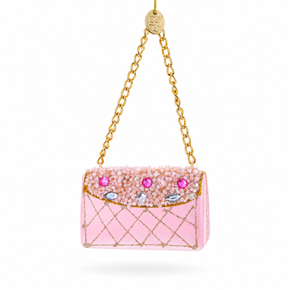 Pink Purse with Gold Chain  Glass  Christmas Ornament