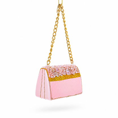 Pink Purse with Gold Chain  Glass  Christmas Ornament