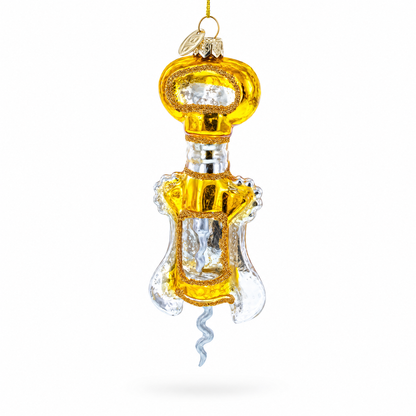 Gold and Silver Corkscrew Glass Christmas Ornament