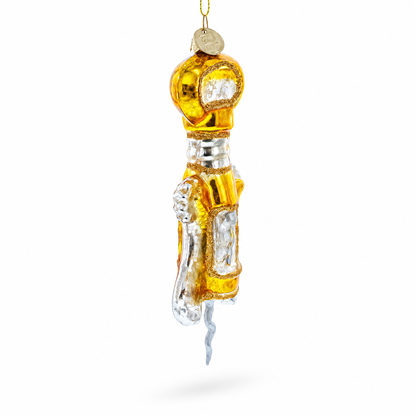 Gold and Silver Corkscrew Glass Christmas Ornament